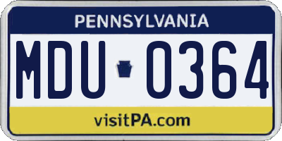 PA license plate MDU0364
