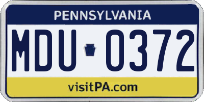 PA license plate MDU0372
