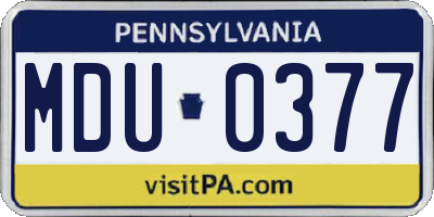 PA license plate MDU0377