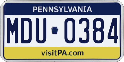 PA license plate MDU0384