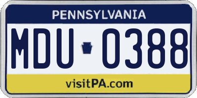PA license plate MDU0388