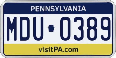 PA license plate MDU0389