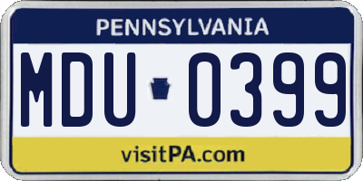 PA license plate MDU0399