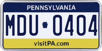 PA license plate MDU0404