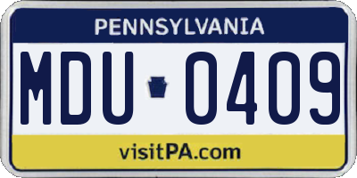 PA license plate MDU0409