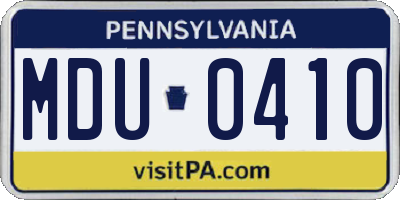 PA license plate MDU0410