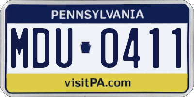 PA license plate MDU0411