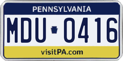 PA license plate MDU0416