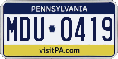 PA license plate MDU0419