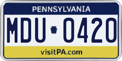 PA license plate MDU0420