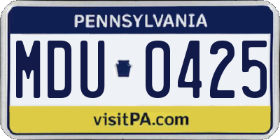 PA license plate MDU0425