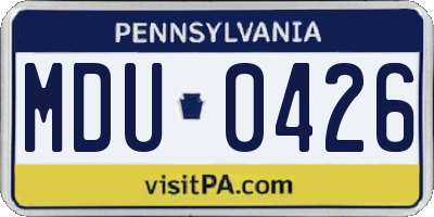 PA license plate MDU0426