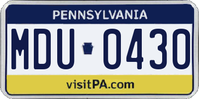 PA license plate MDU0430