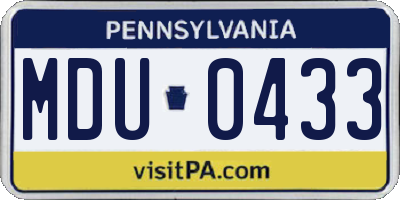 PA license plate MDU0433