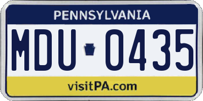PA license plate MDU0435