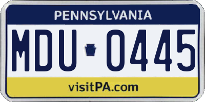 PA license plate MDU0445