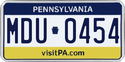 PA license plate MDU0454
