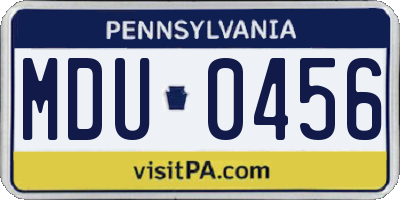 PA license plate MDU0456