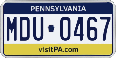 PA license plate MDU0467