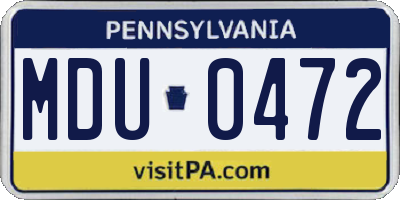 PA license plate MDU0472