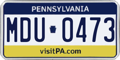 PA license plate MDU0473