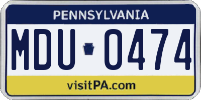 PA license plate MDU0474