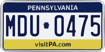 PA license plate MDU0475