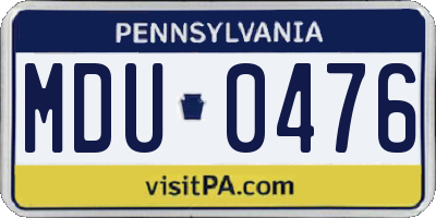 PA license plate MDU0476