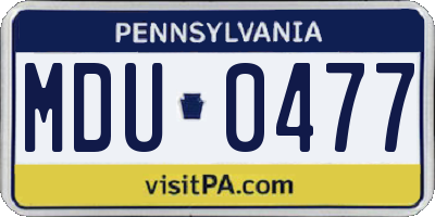 PA license plate MDU0477