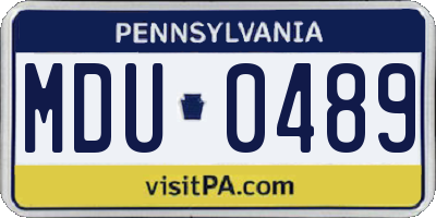 PA license plate MDU0489