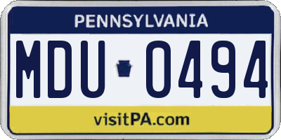 PA license plate MDU0494