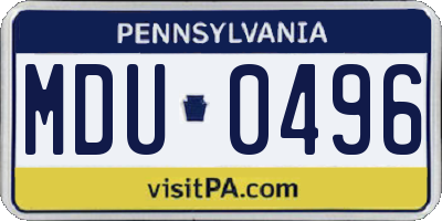 PA license plate MDU0496