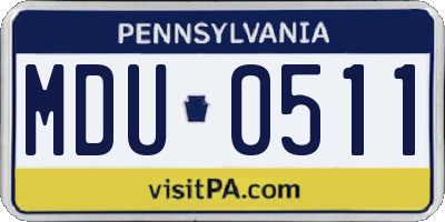 PA license plate MDU0511