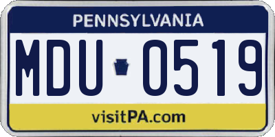 PA license plate MDU0519