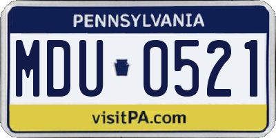 PA license plate MDU0521