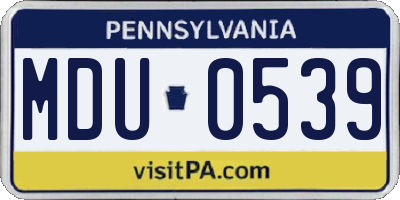 PA license plate MDU0539