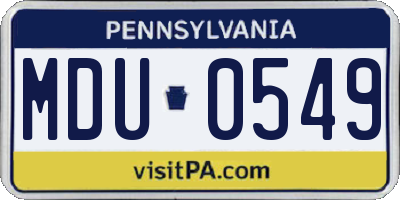 PA license plate MDU0549