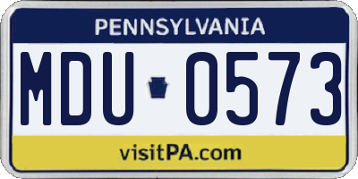 PA license plate MDU0573
