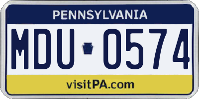 PA license plate MDU0574