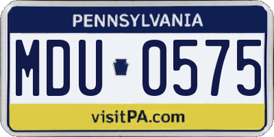 PA license plate MDU0575