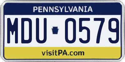 PA license plate MDU0579