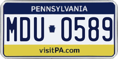 PA license plate MDU0589