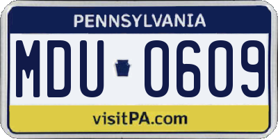 PA license plate MDU0609