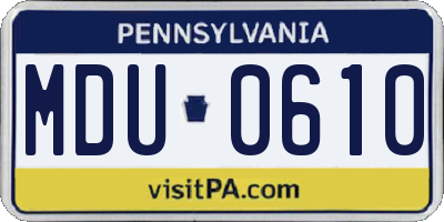 PA license plate MDU0610