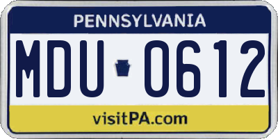 PA license plate MDU0612