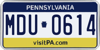PA license plate MDU0614