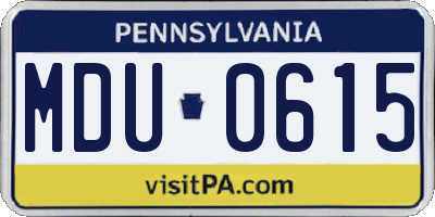 PA license plate MDU0615