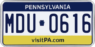 PA license plate MDU0616