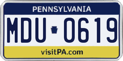 PA license plate MDU0619