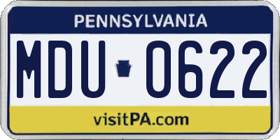 PA license plate MDU0622